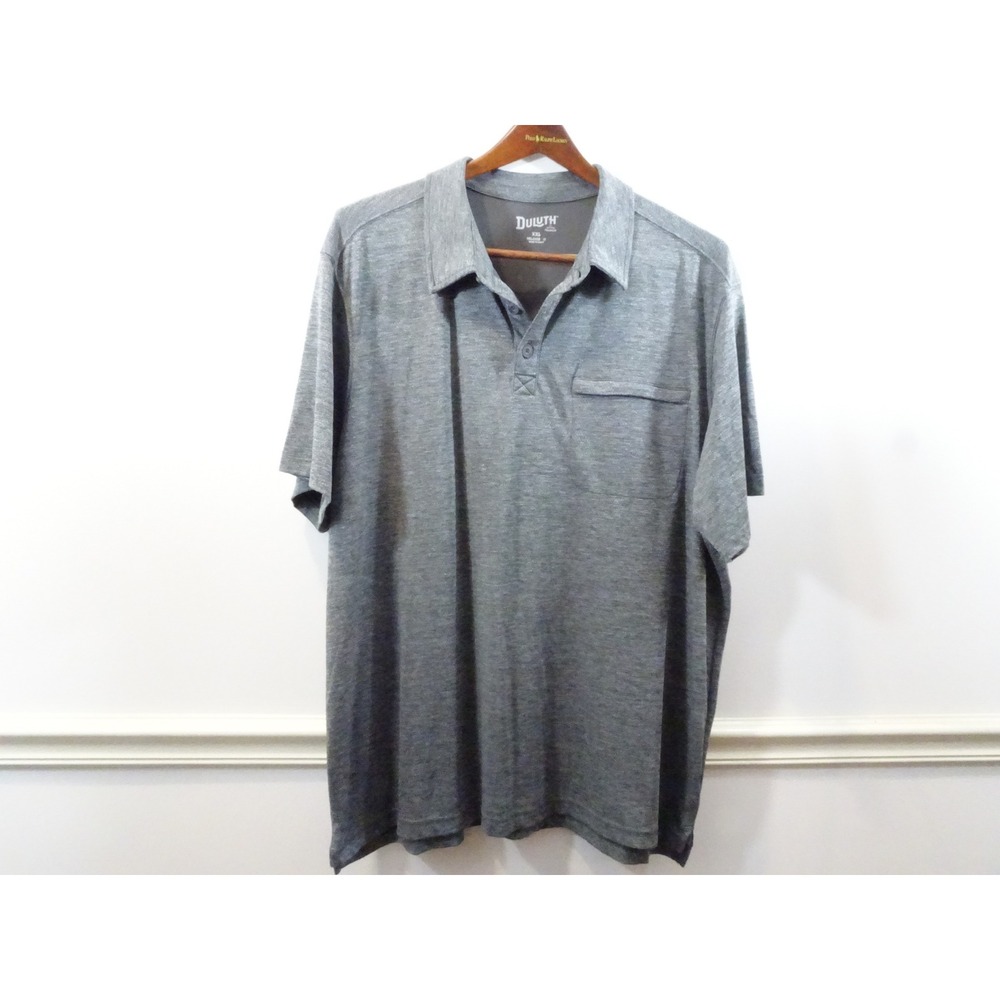 Duluth Trading Co Mens XXL Relaxed Fit Short Sleeve Polo Shirt Gray Pocket